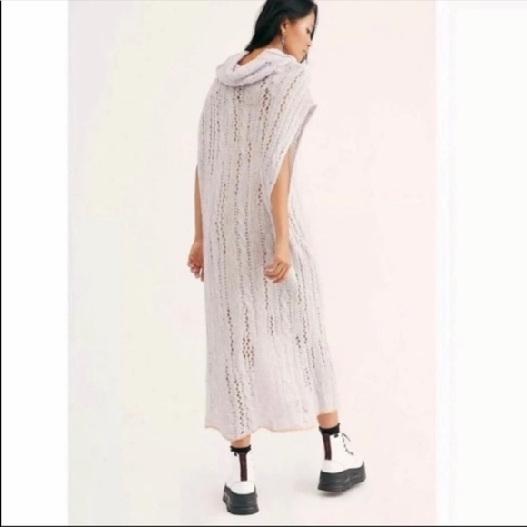 Free People Women's NWT Knit Cowl Pirouette Tunic in Sugar Cloud Combo Size M/L - Picture 4 of 8